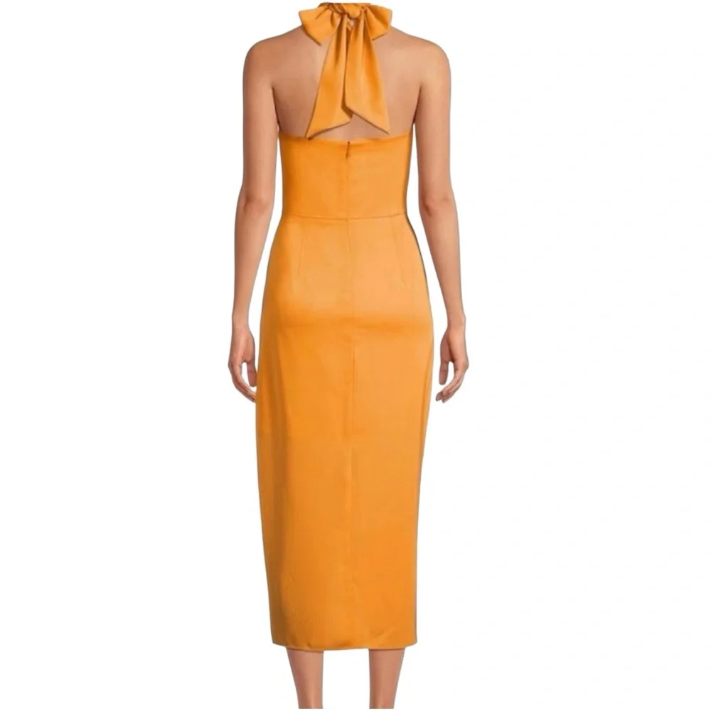 NWT Gianni Bini Addie Halter Orange Midi Dress 12 in Papaya